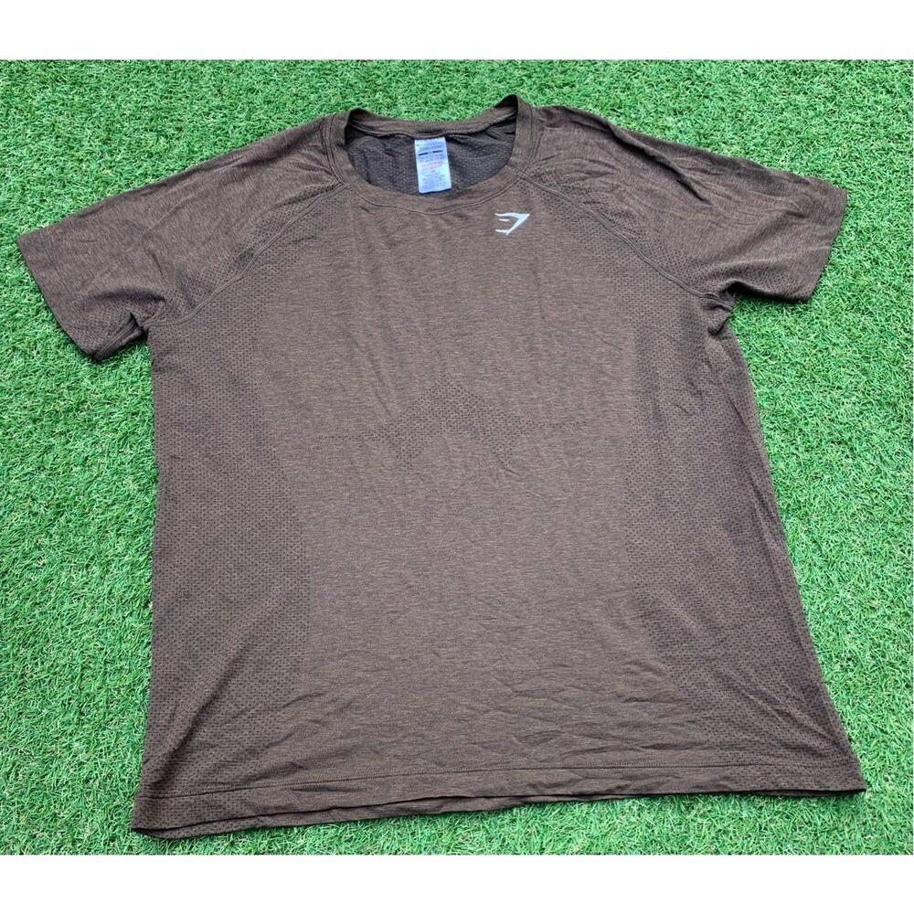NWOT GYMSHARK VITAL BROWN seamless SHORT SLEEVE T SHIRT women XXL men L